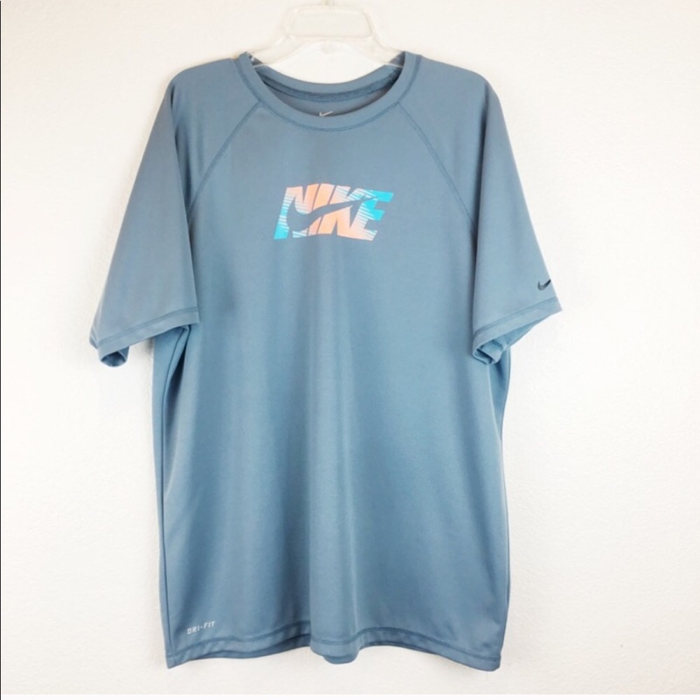 NIKE Dri Fit Short Sleeve Gray Athletic Shirt